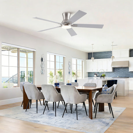 Low Profile Flush Mount Intergrated LED Ceiling Fan With Light And Reversible Quiet Motor HouseOfZazla