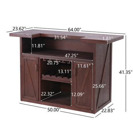 41.35"H Bar Table or Wine Cabinet - Brown Antique HouseOfZazla
