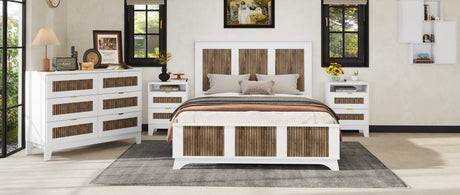4-Pieces Bedroom Sets, Queen Size Farmhouse Platform Bed with Storage HouseOfZazla