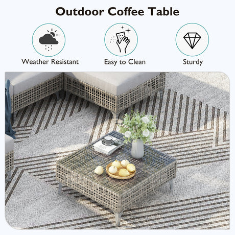 K&K Patio 8-Piece Patio Furniture Set with 43" Fire Pit Table HouseOfZazla