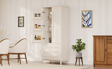 70" Kitchen Pantry Cabinet with Solid Wood Handles and Adjustable Storage HouseOfZazla