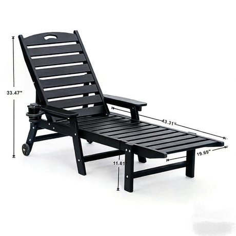 HDPE Chaise Lounge Chair Outdoor with Adjustable Backrest HouseOfZazla