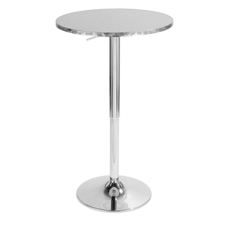 Bistro - Contemporary Adjustable Round Bar Table - Silver HouseOfZazla