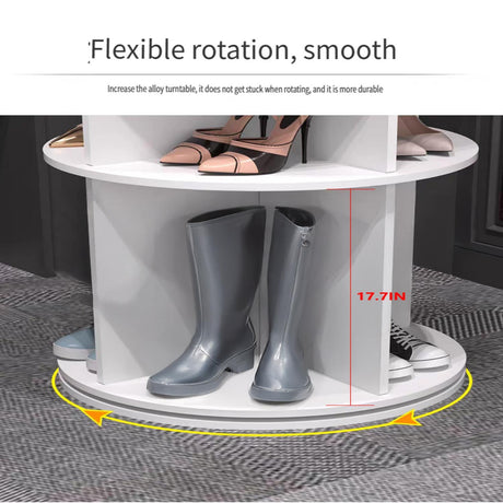 8 Tier Rotating Shoe Rack Tower, 360 Degree Spinning Shoe Organizer And Storage Carousel For Closet Or Entryway - White HouseOfZazla