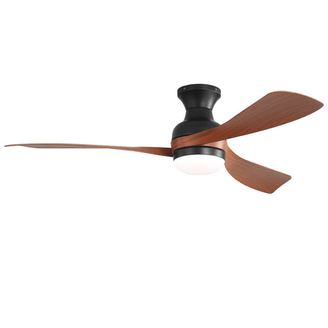 Ceiling Fan With Remote Controlled LED Light, 3 Blades, Reversible DC Motor, 6 Speeds, Dimmable, Flush Mount - Black HouseOfZazla