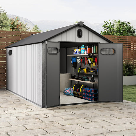 8x16Ft Resin Outdoor Storage Shed with Carpet HouseOfZazla