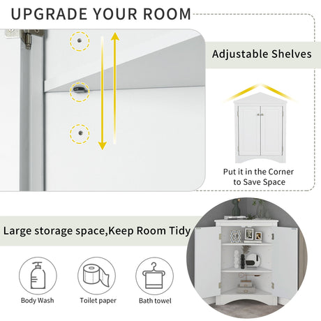 Triangle Bathroom Storage Cabinet With Adjustable Shelves, Freestanding Floor Cabinet For Home Kitchen HouseOfZazla