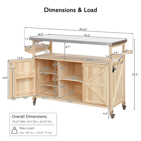 K&K Outdoor Kitchen Island, Rolling Bar Cart & Storage Cabinet HouseOfZazla