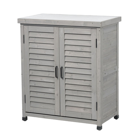 Potting Bench With Storage Cabinet And Metal Table Top For Outdoor HouseOfZazla