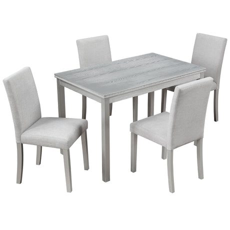 Dining Table Set With Crystal Decoration And Upholstered Chairs HouseOfZazla