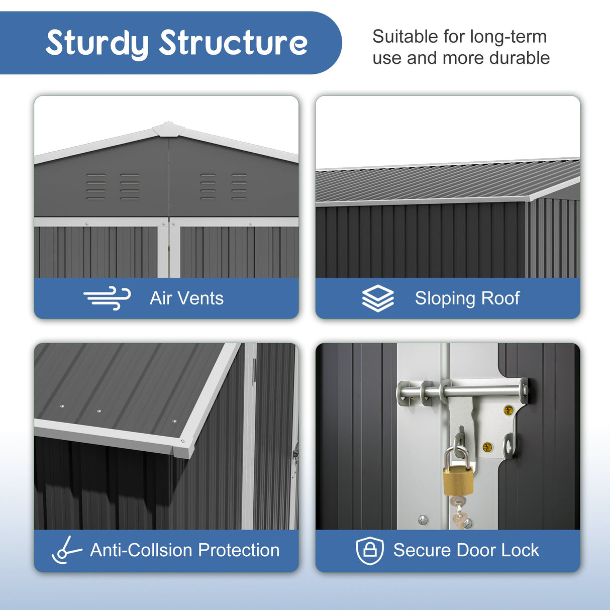 10x10 FT Large Outdoor Metal Storage Shed