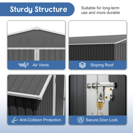 10x10 FT Large Outdoor Metal Storage Shed HouseOfZazla
