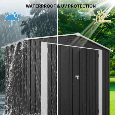 8ft x 4ft Outdoor Metal Storage Shed with Lockable Latch HouseOfZazla