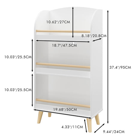 Bookshelf 3 Tier Book Organizer With Toy Storage - White HouseOfZazla