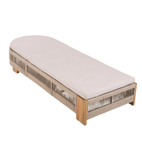 Outdoor Chaise Lounge Chair, Acacia Wood with Adjustable Backrest and Cushion HouseOfZazla