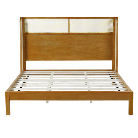 Premium Rubber Wood Platform Bed Frame with Headboard HouseOfZazla