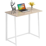 4NM 31.5" Folding Desk, Simple Assembly Computer Desk Study Writing Table for Small Space Offices/Home - Natural and White 4NM