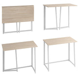 4NM 31.5" Folding Desk, Simple Assembly Computer Desk Study Writing Table for Small Space Offices/Home - Natural and White 4NM