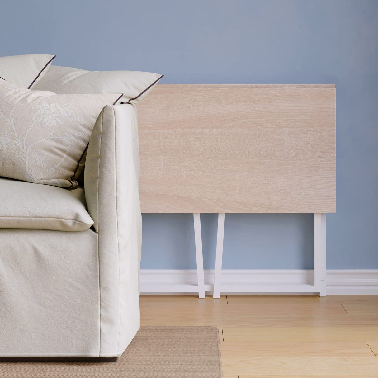 4NM 31.5" Folding Desk, Simple Assembly Computer Desk Study Writing Table for Small Space Offices/Home - Natural and White 4NM