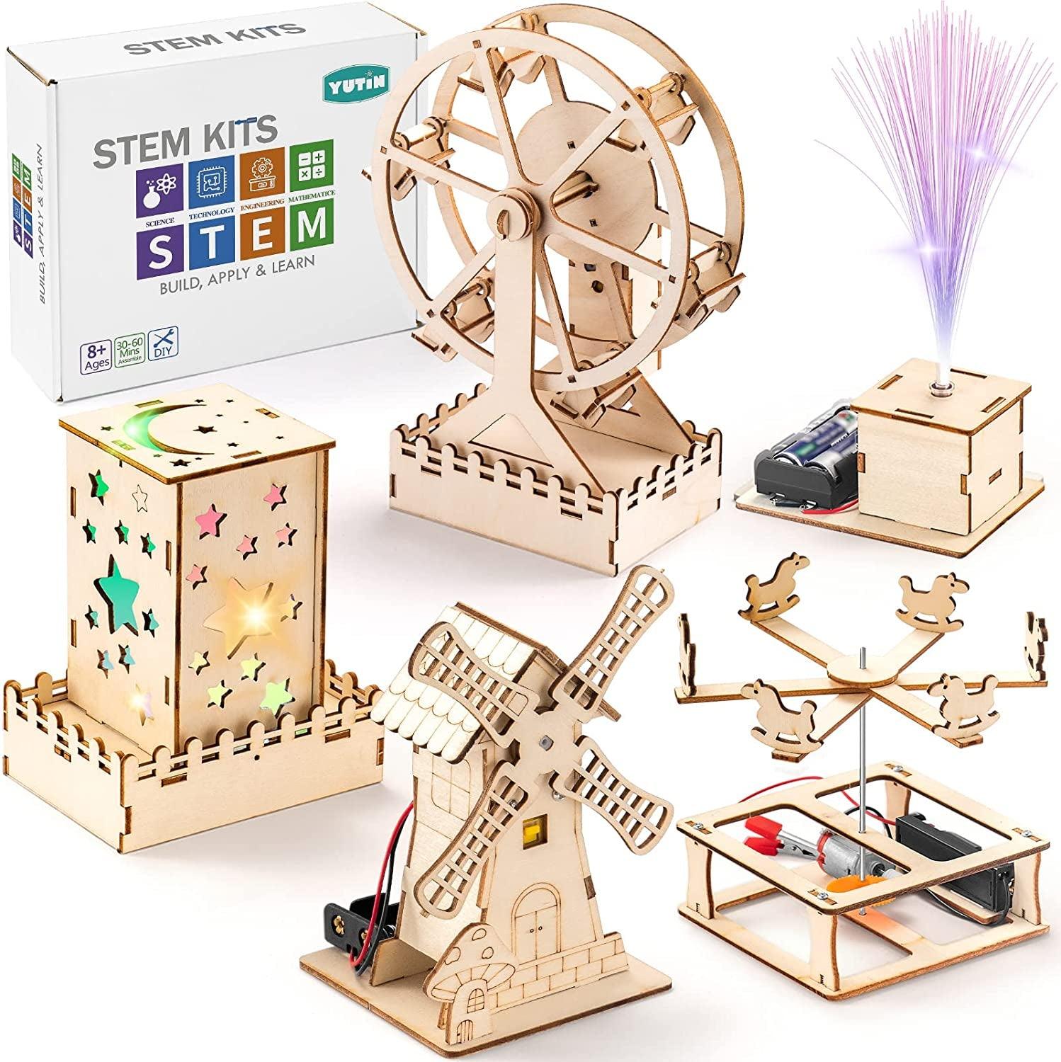 5-in-1 Wooden STEM Craft Kit for Kids Ages 8-12 - DIY Amusement Park Projects WoodArtSupply