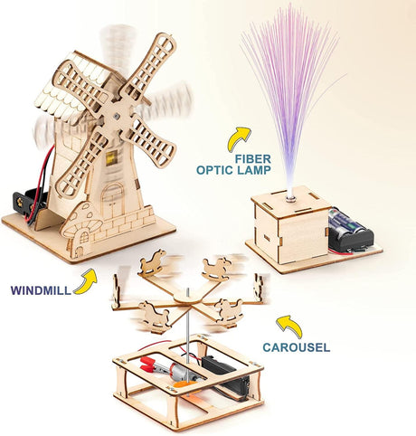 5-in-1 Wooden STEM Craft Kit for Kids Ages 8-12 - DIY Amusement Park Projects WoodArtSupply