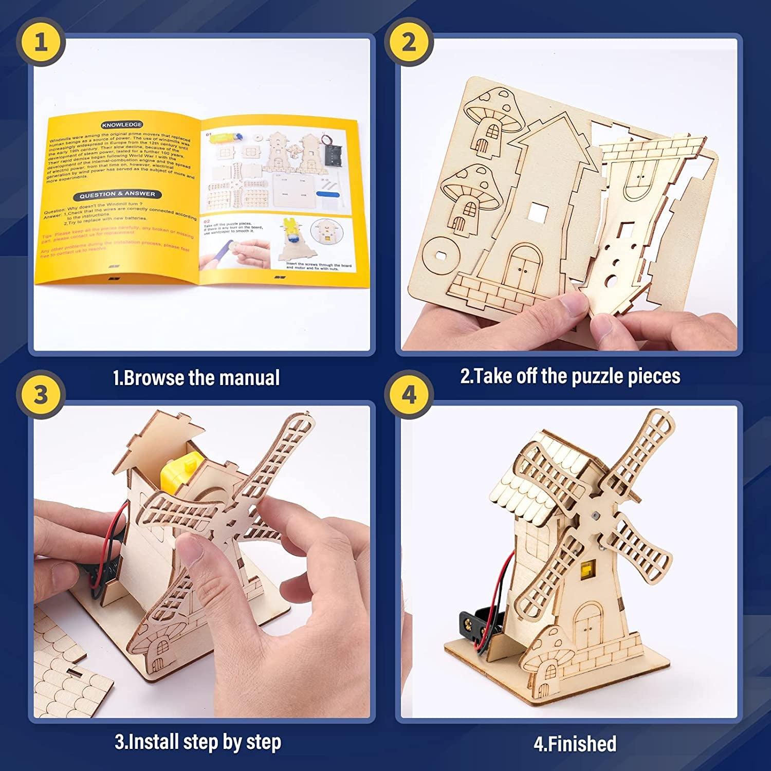 ORIVAST orivast stem kit 3d wooden puzzles, 4 set wood model building kits  for kids ages 8-12, educational engineering science projec