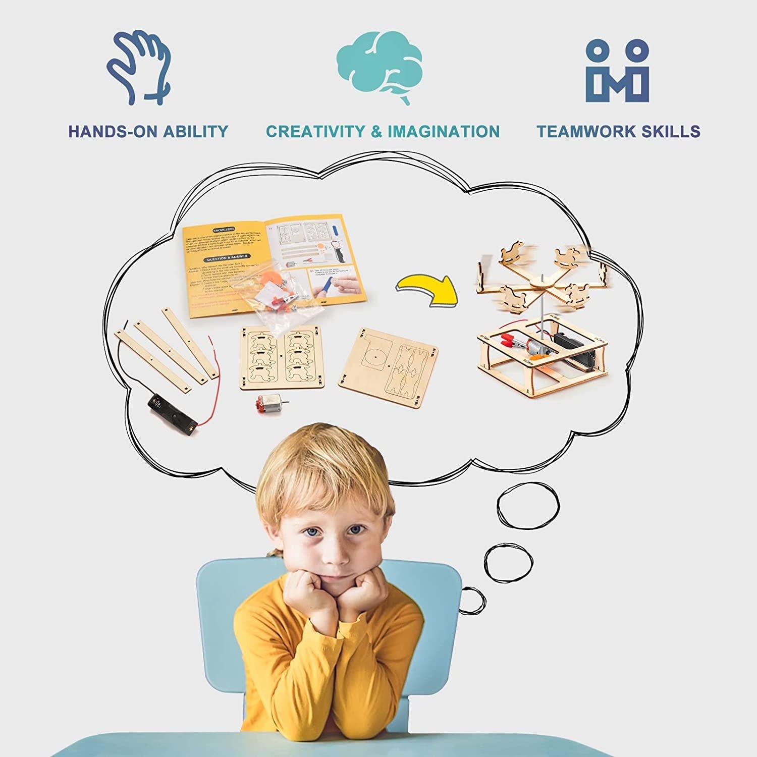 5-in-1 Wooden STEM Craft Kit for Kids Ages 8-12 - DIY Amusement Park Projects WoodArtSupply