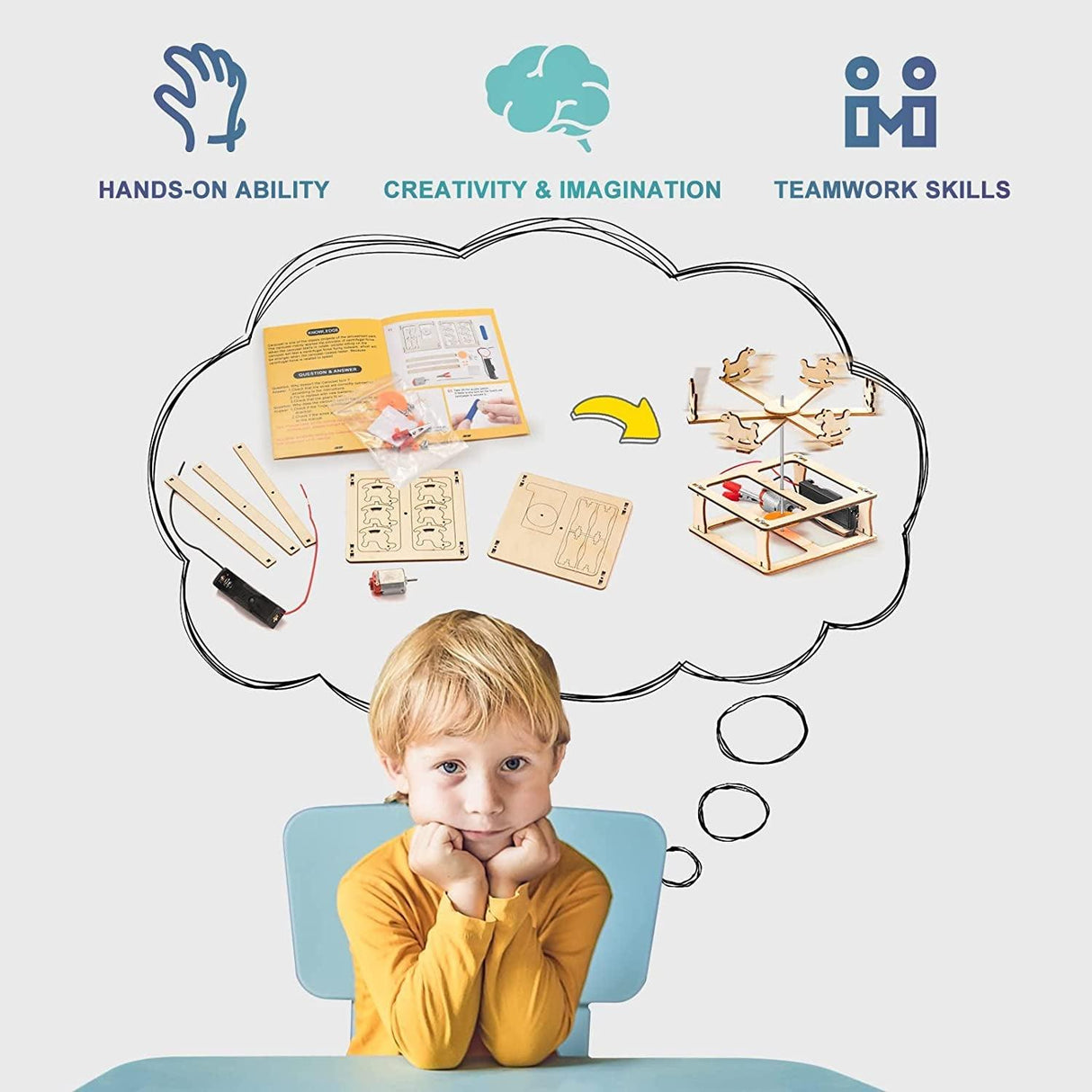 5-in-1 Wooden STEM Craft Kit for Kids Ages 8-12 - DIY Amusement Park Projects WoodArtSupply