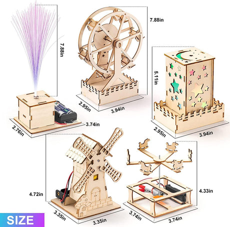 5-in-1 Wooden STEM Craft Kit for Kids Ages 8-12 - DIY Amusement Park Projects WoodArtSupply