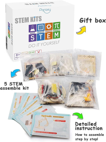 5 Set STEM Kit, Wooden Building Kits, Assembly 3D Puzzles, Educational DIY Toys, Science Experiment Projects - WoodArtSupply