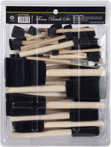 50 Pack 0.5"-2" Different Size Assorted Foam Brush Wood Handle Paint Brush Set, Durable Acrylics, Stains, Crafts WoodArtSupply