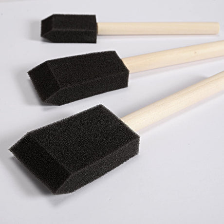 50 Pack 0.5"-2" Different Size Assorted Foam Brush Wood Handle Paint Brush Set, Durable Acrylics, Stains, Crafts WoodArtSupply