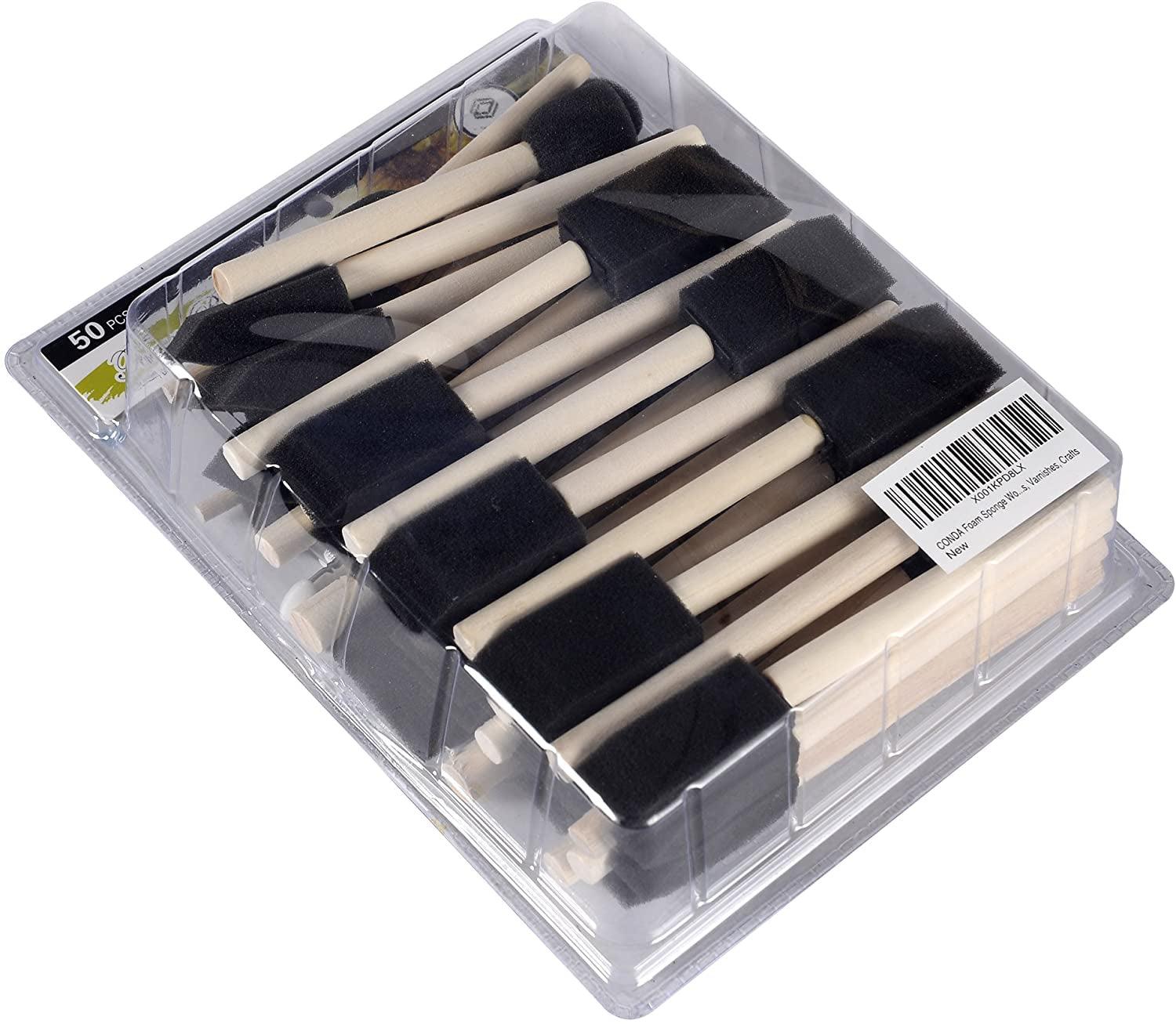 US Art Supply Variety Pack Foam Sponge Wood Handle Paint Brush Set (Value  Pack of 40 Brushes) - Lightweight, Durable and Great for Acrylics, Stains
