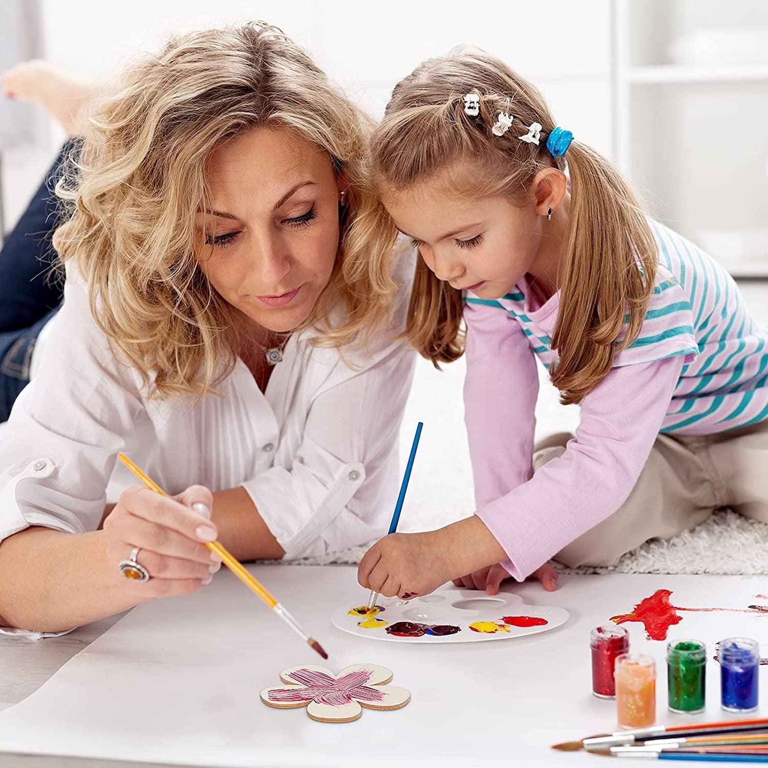 50 Pieces 3 Inch Unfinished Wooden Flower Cutouts Discs Crafts Blank Shape Wood Ornaments Slices for DIY Projects Decoration WoodArtSupply