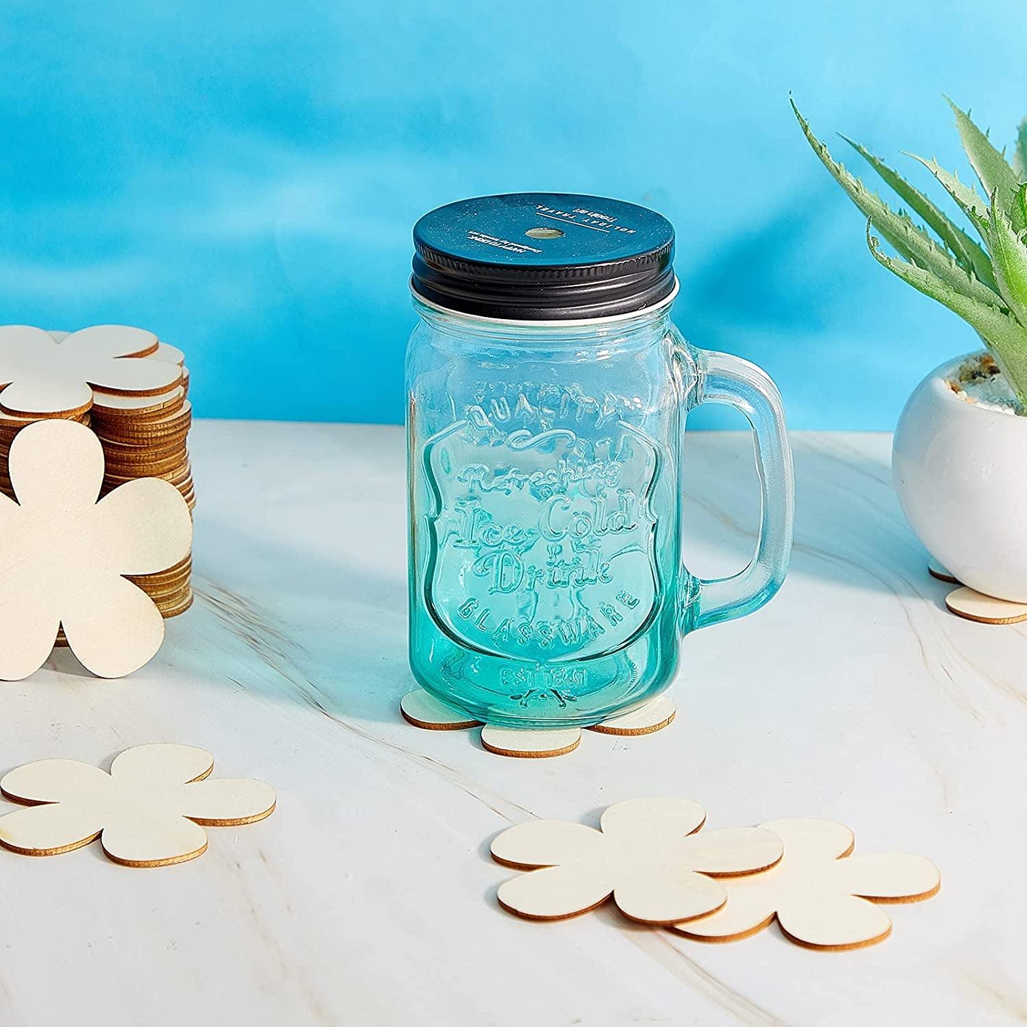 50 Pieces 3 Inch Unfinished Wooden Flower Cutouts Discs Crafts Blank Shape Wood Ornaments Slices for DIY Projects Decoration WoodArtSupply