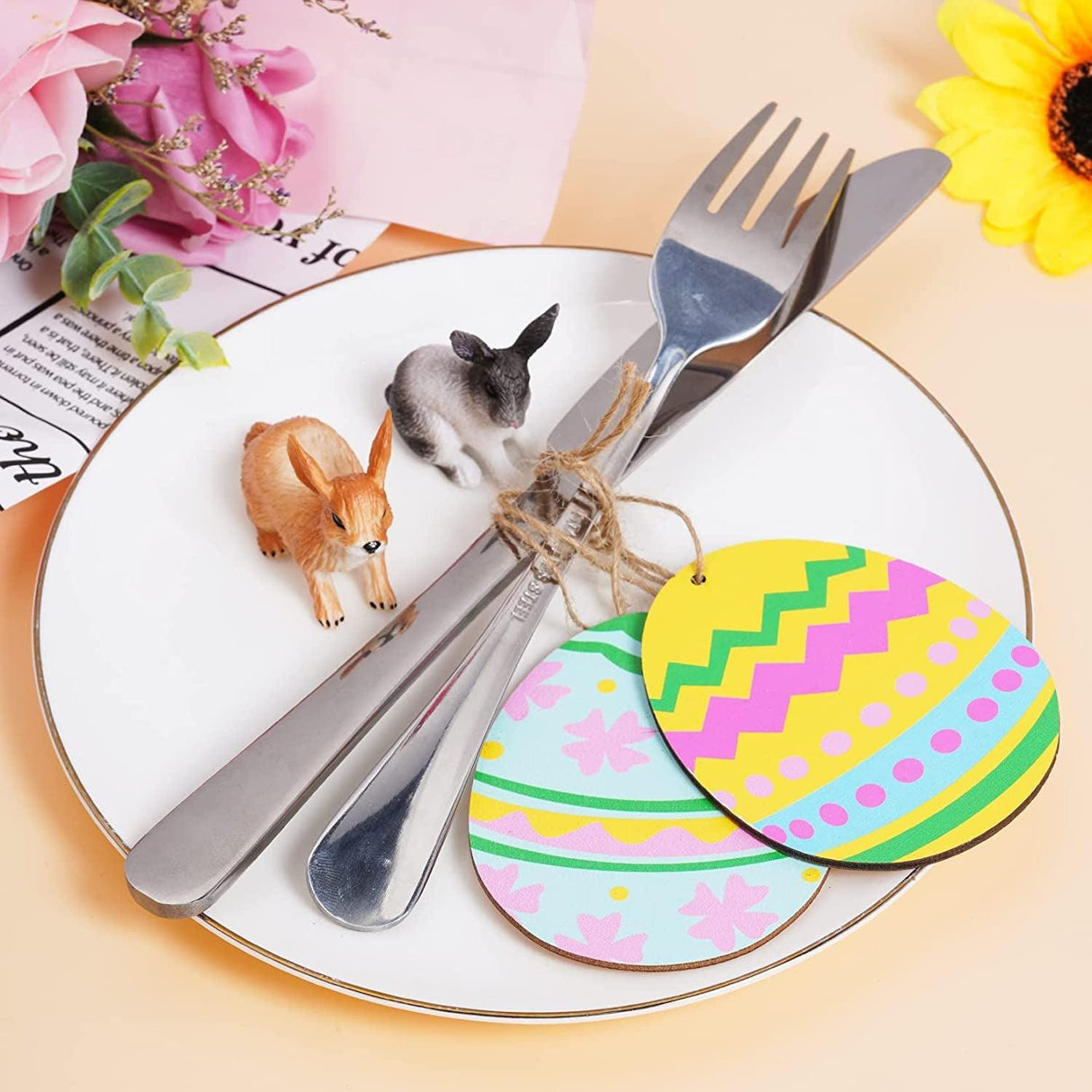 50 Pieces Easter Egg Wooden Cutout Unfinished Wood Ornaments DIY Crafts Cutouts Slices Painting Crafts WoodArtSupply