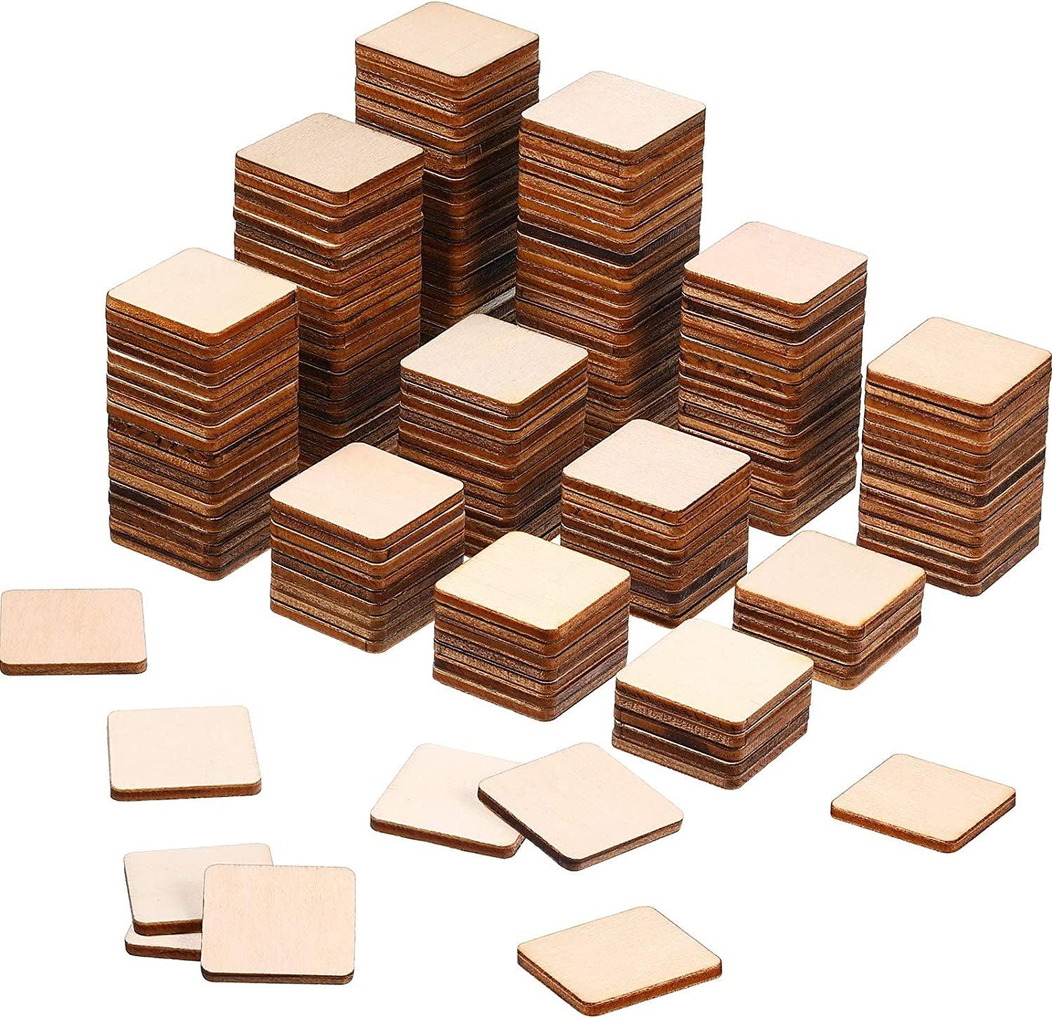 500 Pieces Unfinished Wood Blank Wood Squares round Corner Wooden Cutouts DIY Slices for Crafts , 1 X 1 Inch WoodArtSupply