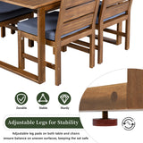 U_STYLE Farmhouse 5-Piece Outdoor Patio Dining Set with Adjustable Legs