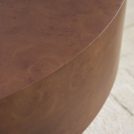 31.49'' Faux Burl Wood Pattern Round Coffee Table with Sturdy Pedestal HouseOfZazla
