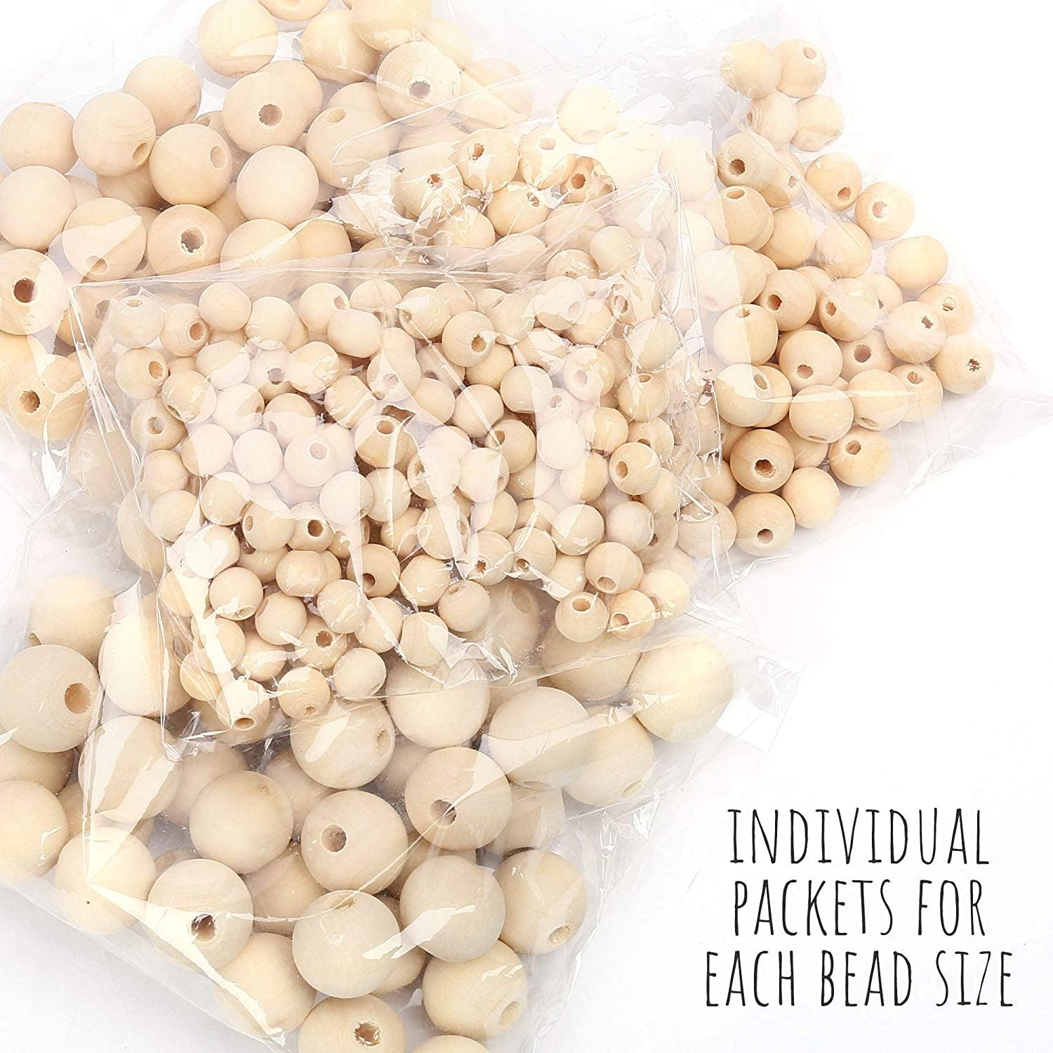 500Pcs Wooden Beads 6 Sizes Unfinished Natural Wood Crafts round Predrilled Balls Jewelry 8Mm 10Mm 12Mm 14Mm 16Mm 18Mm WoodArtSupply