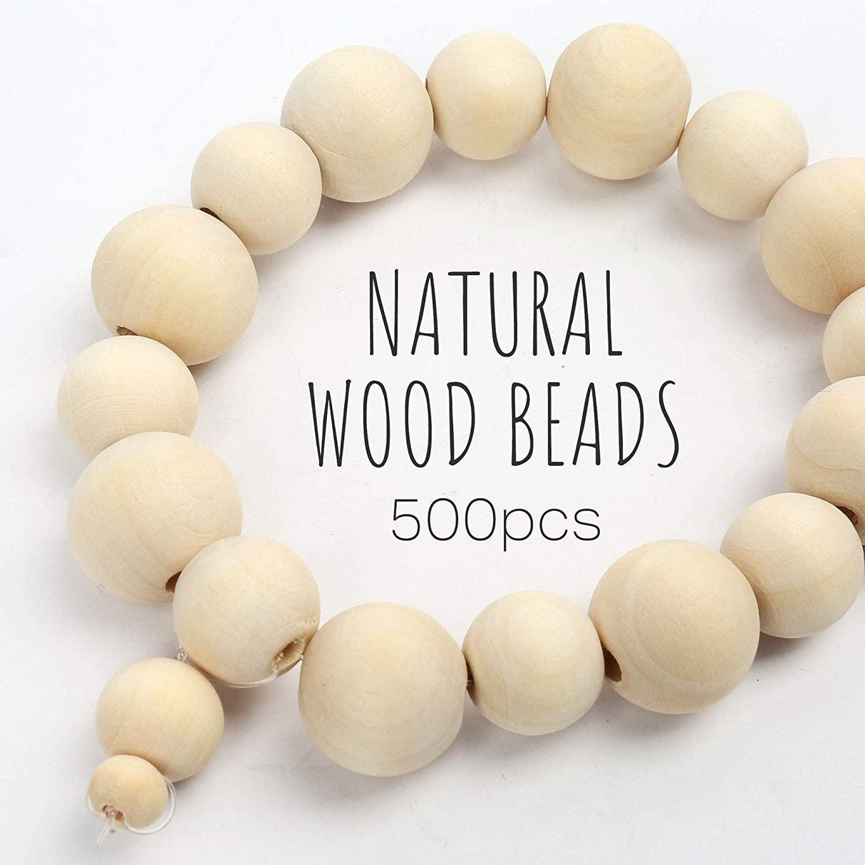 500Pcs Wooden Beads 6 Sizes Unfinished Natural Wood Crafts round Predrilled Balls Jewelry 8Mm 10Mm 12Mm 14Mm 16Mm 18Mm WoodArtSupply