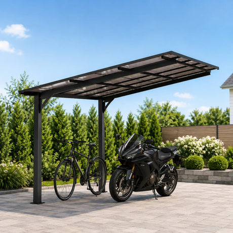 10x10FT PC Roof Carport with Galvanized Steel Frame and Sloped Roof HouseOfZazla