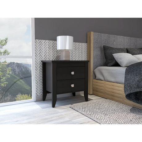 Breeze Four-Legged Modern Bedroom Nightstand with Two Drawers HouseOfZazla