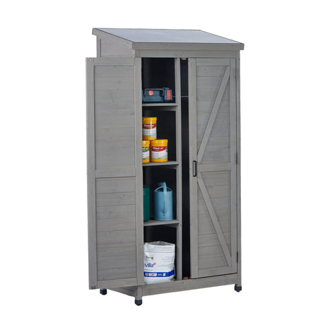 Outdoor Storage Shed With Vertical Tool Cabinet For Backyard HouseOfZazla