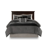 7 Piece Faux Suede Comforter Set Black King