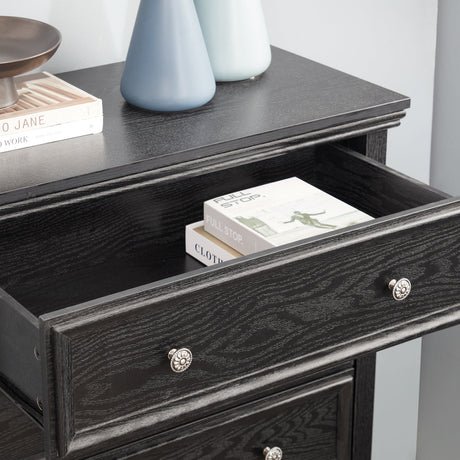 Modern 5-Drawer Black Dresser for Living Room Storage HouseOfZazla