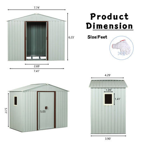 88.98" Outdoor Metal Storage Shed With Window HouseOfZazla