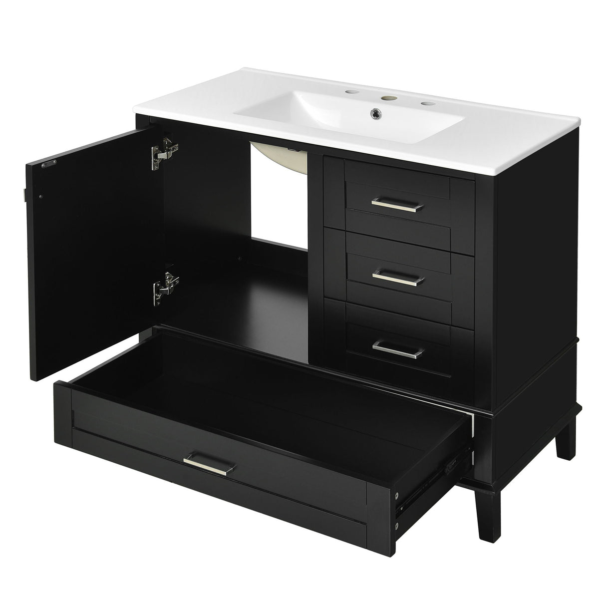 Bathroom Vanity, Modern Bathroom Cabinet With Sink Combo Set, Bathroom Storage Cabinet With A Soft Closing Door And 3 Drawers, Solid Wood Frame