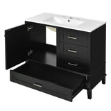 Bathroom Vanity, Modern Bathroom Cabinet With Sink Combo Set, Bathroom Storage Cabinet With A Soft Closing Door And 3 Drawers, Solid Wood Frame