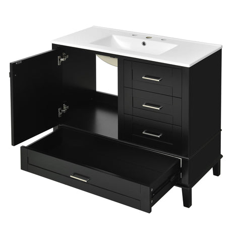 Bathroom Vanity, Modern Bathroom Cabinet With Sink Combo Set, Bathroom Storage Cabinet With A Soft Closing Door And 3 Drawers, Solid Wood Frame HouseOfZazla